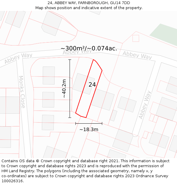 24, ABBEY WAY, FARNBOROUGH, GU14 7DD: Plot and title map