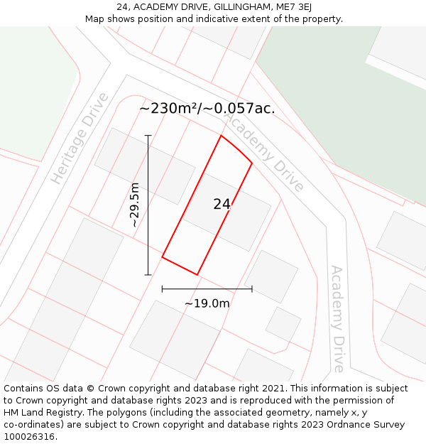 24, ACADEMY DRIVE, GILLINGHAM, ME7 3EJ: Plot and title map