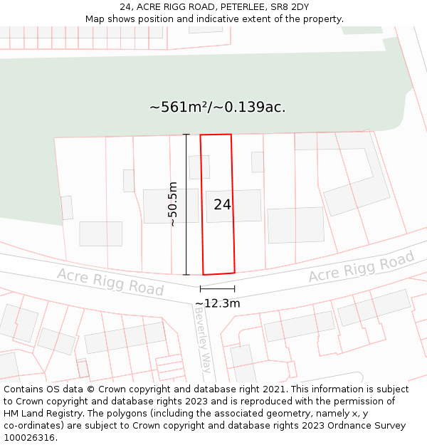 24, ACRE RIGG ROAD, PETERLEE, SR8 2DY: Plot and title map