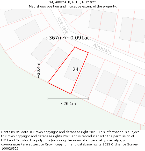 24, AIREDALE, HULL, HU7 6DT: Plot and title map