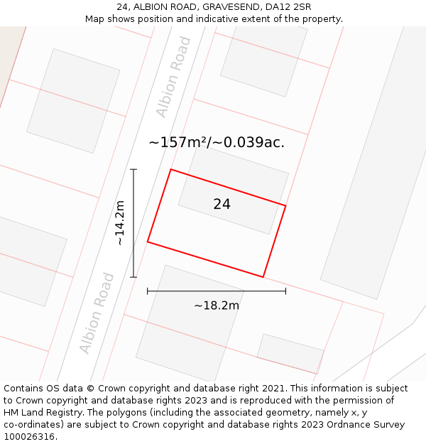 24, ALBION ROAD, GRAVESEND, DA12 2SR: Plot and title map