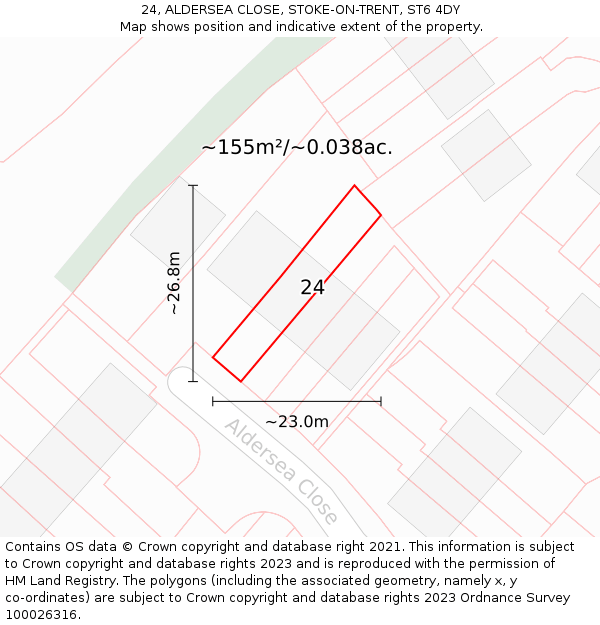 24, ALDERSEA CLOSE, STOKE-ON-TRENT, ST6 4DY: Plot and title map