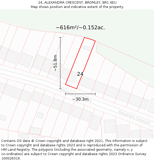 24, ALEXANDRA CRESCENT, BROMLEY, BR1 4EU: Plot and title map