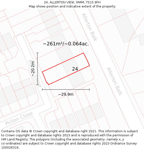 24, ALLERTON VIEW, YARM, TS15 9FH: Plot and title map
