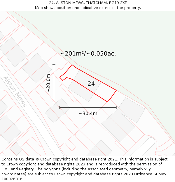 24, ALSTON MEWS, THATCHAM, RG19 3XF: Plot and title map