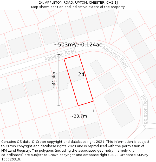 24, APPLETON ROAD, UPTON, CHESTER, CH2 1JJ: Plot and title map