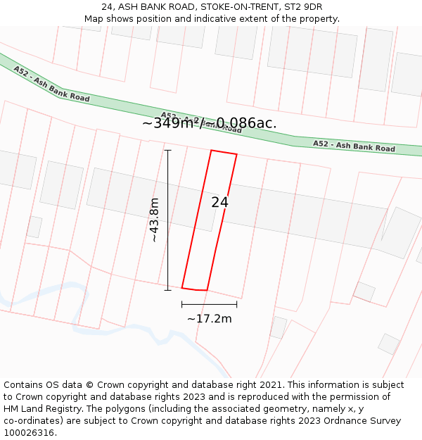 24, ASH BANK ROAD, STOKE-ON-TRENT, ST2 9DR: Plot and title map