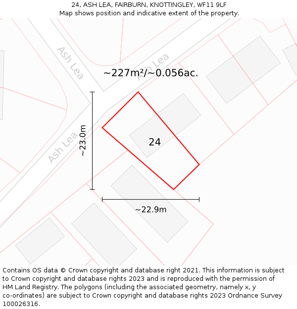 24, ASH LEA, FAIRBURN, KNOTTINGLEY, WF11 9LF: Plot and title map