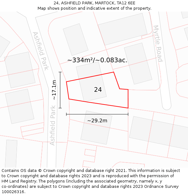 24, ASHFIELD PARK, MARTOCK, TA12 6EE: Plot and title map