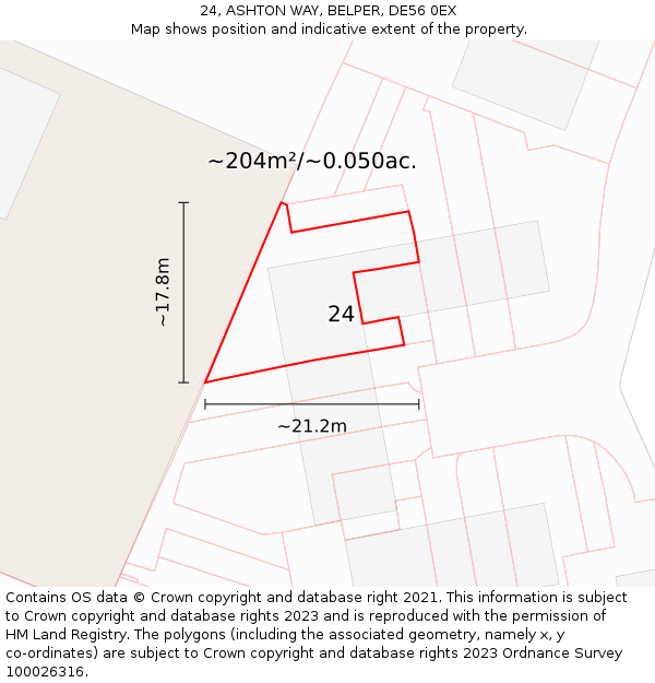 24, ASHTON WAY, BELPER, DE56 0EX: Plot and title map