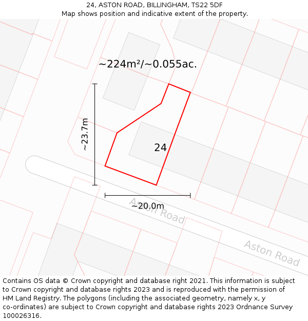 24, ASTON ROAD, BILLINGHAM, TS22 5DF: Plot and title map