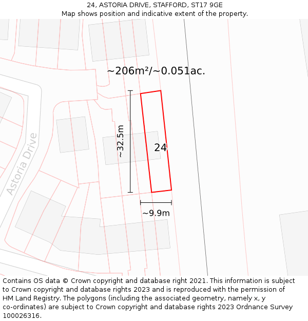 24, ASTORIA DRIVE, STAFFORD, ST17 9GE: Plot and title map