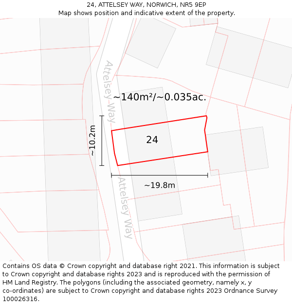 24, ATTELSEY WAY, NORWICH, NR5 9EP: Plot and title map