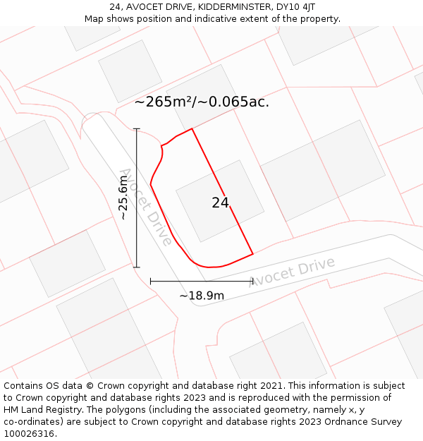 24, AVOCET DRIVE, KIDDERMINSTER, DY10 4JT: Plot and title map