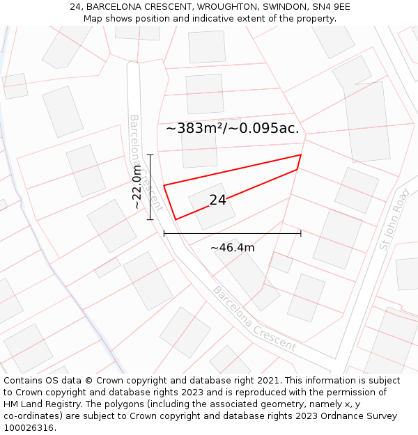 24, BARCELONA CRESCENT, WROUGHTON, SWINDON, SN4 9EE: Plot and title map