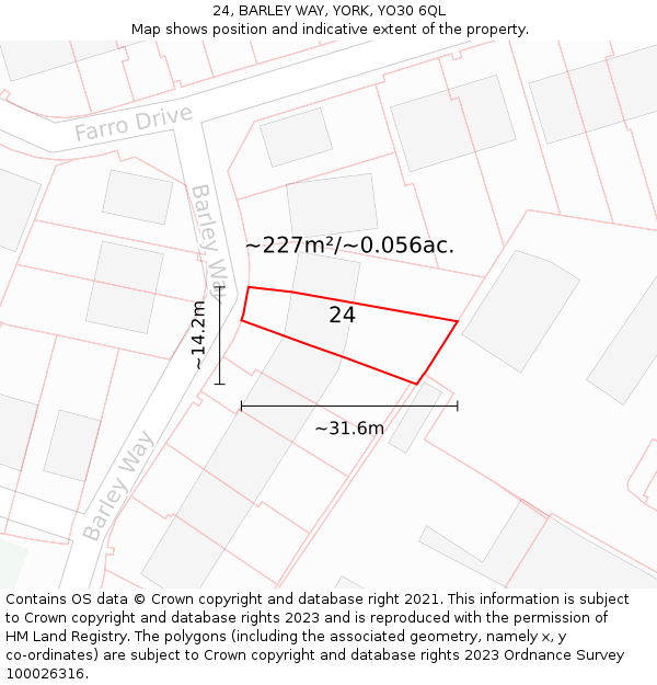 24, BARLEY WAY, YORK, YO30 6QL: Plot and title map
