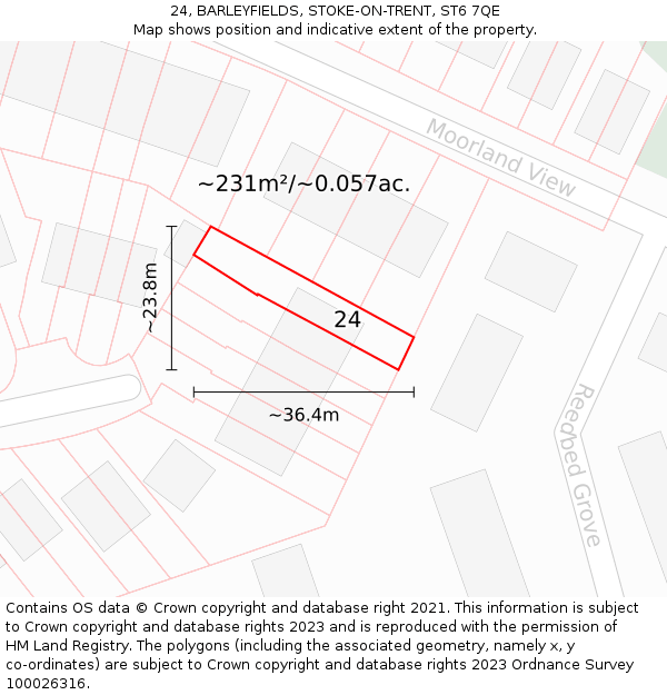 24, BARLEYFIELDS, STOKE-ON-TRENT, ST6 7QE: Plot and title map