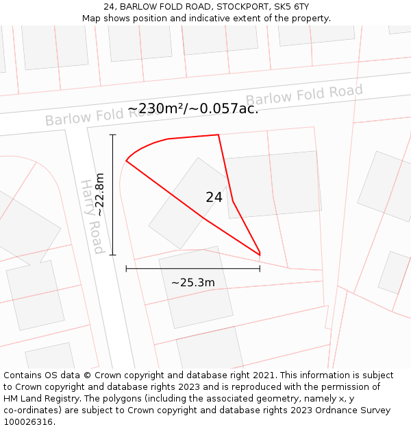 24, BARLOW FOLD ROAD, STOCKPORT, SK5 6TY: Plot and title map