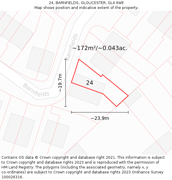 24, BARNFIELDS, GLOUCESTER, GL4 6WE: Plot and title map
