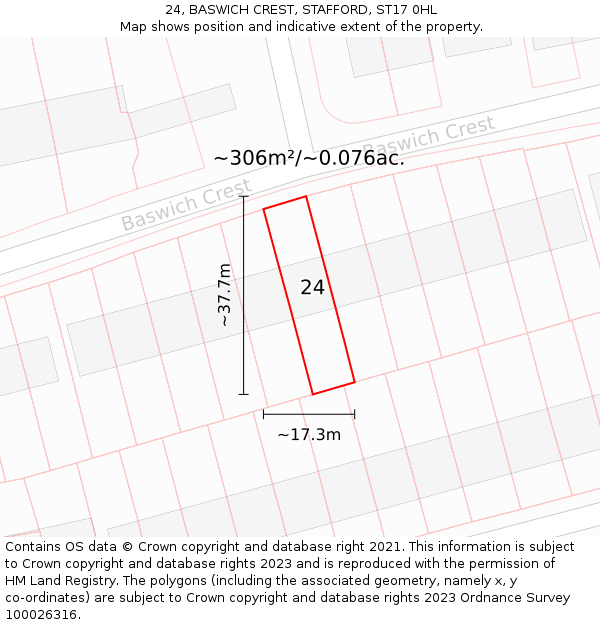24, BASWICH CREST, STAFFORD, ST17 0HL: Plot and title map