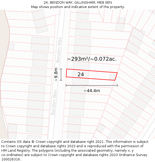 24, BENDON WAY, GILLINGHAM, ME8 0EN: Plot and title map