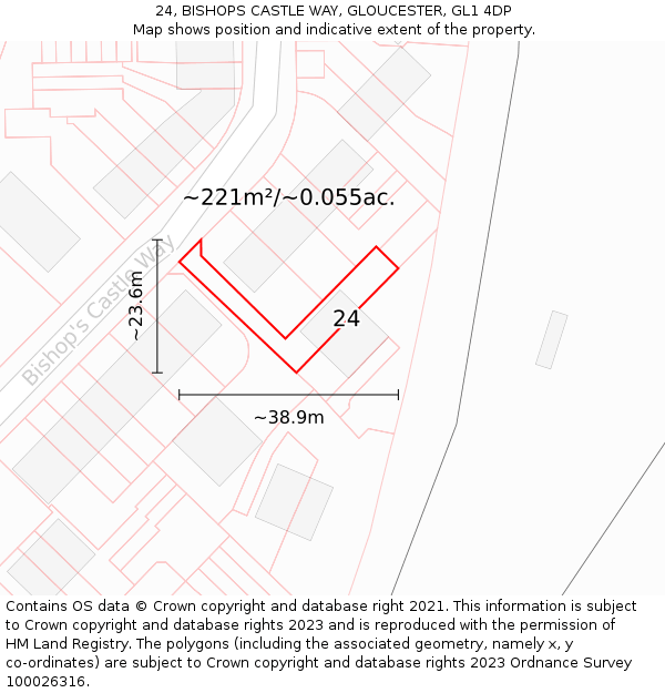 24, BISHOPS CASTLE WAY, GLOUCESTER, GL1 4DP: Plot and title map