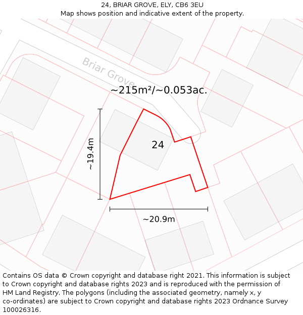 24, BRIAR GROVE, ELY, CB6 3EU: Plot and title map