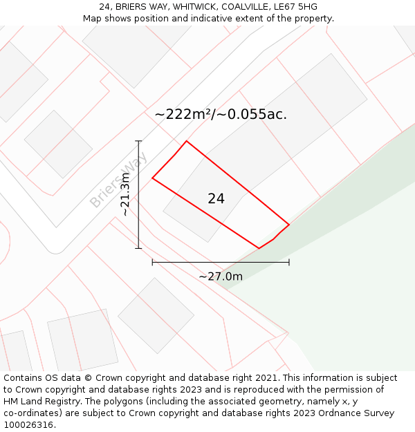 24, BRIERS WAY, WHITWICK, COALVILLE, LE67 5HG: Plot and title map