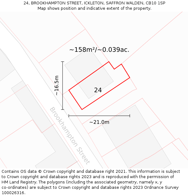 24, BROOKHAMPTON STREET, ICKLETON, SAFFRON WALDEN, CB10 1SP: Plot and title map