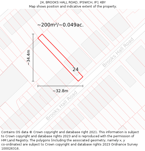 24, BROOKS HALL ROAD, IPSWICH, IP1 4BY: Plot and title map
