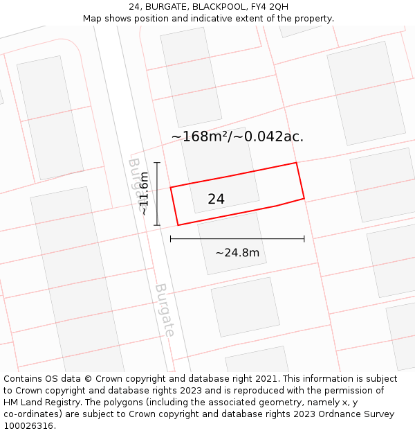 24, BURGATE, BLACKPOOL, FY4 2QH: Plot and title map