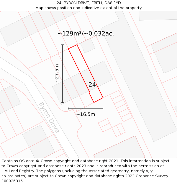 24, BYRON DRIVE, ERITH, DA8 1YD: Plot and title map