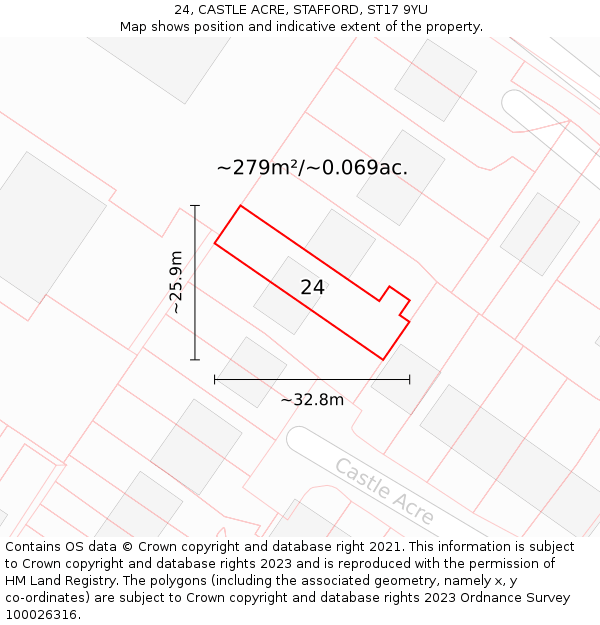 24, CASTLE ACRE, STAFFORD, ST17 9YU: Plot and title map