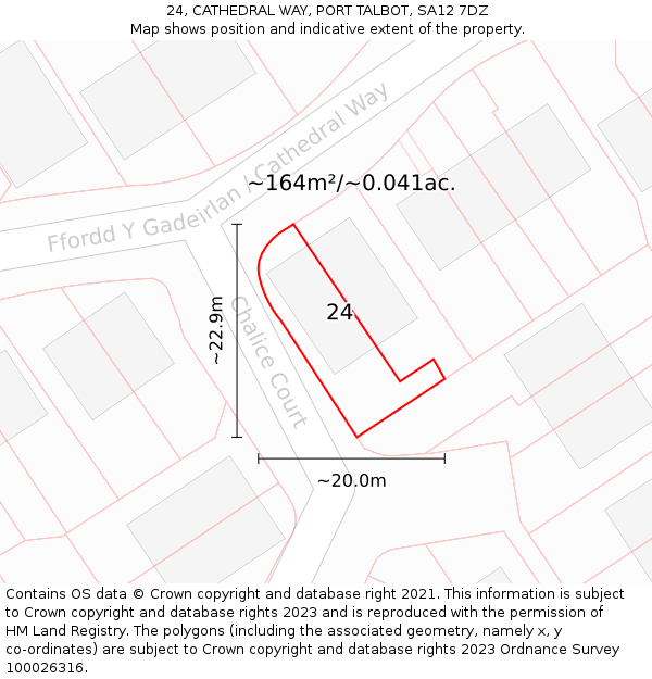 24, CATHEDRAL WAY, PORT TALBOT, SA12 7DZ: Plot and title map