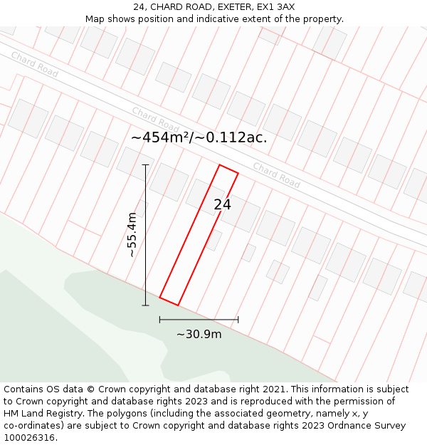 24, CHARD ROAD, EXETER, EX1 3AX: Plot and title map