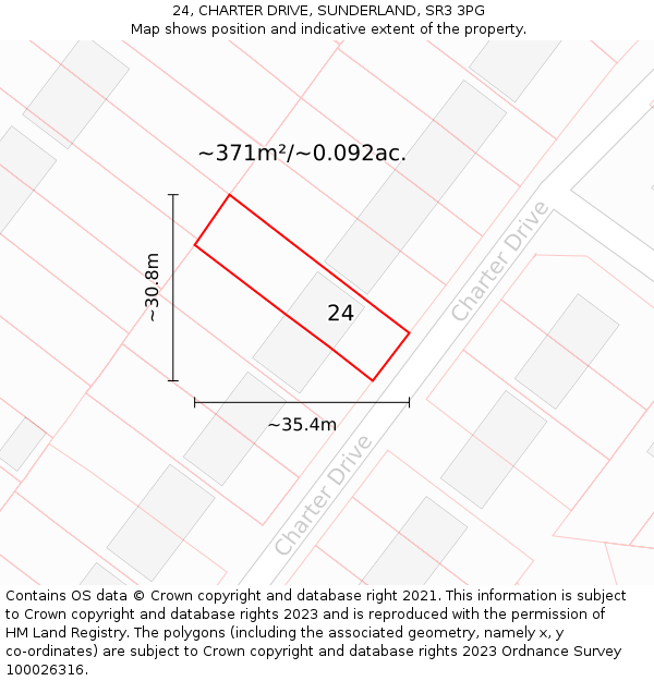 24, CHARTER DRIVE, SUNDERLAND, SR3 3PG: Plot and title map