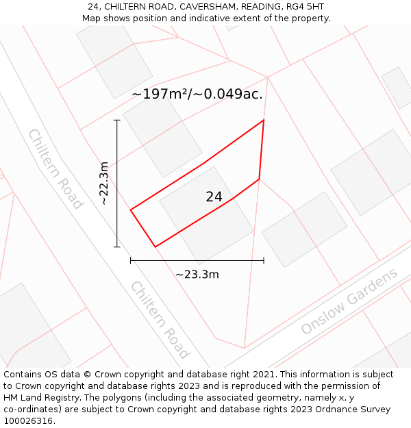 24, CHILTERN ROAD, CAVERSHAM, READING, RG4 5HT: Plot and title map