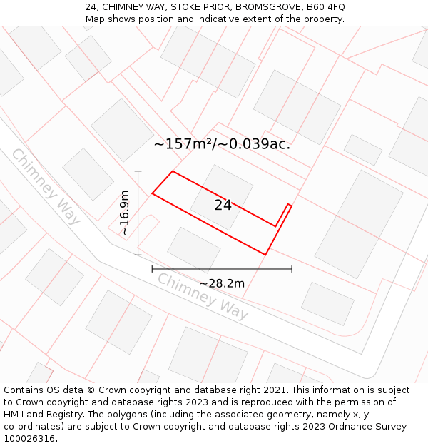 24, CHIMNEY WAY, STOKE PRIOR, BROMSGROVE, B60 4FQ: Plot and title map