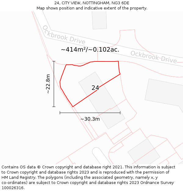 24, CITY VIEW, NOTTINGHAM, NG3 6DE: Plot and title map