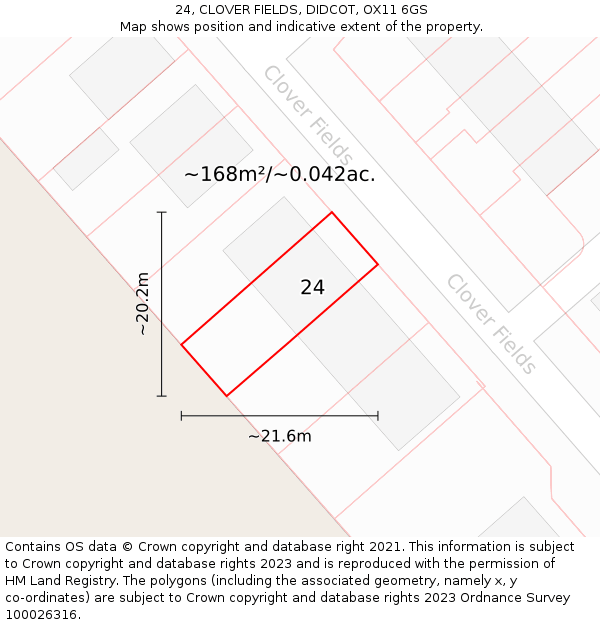 24, CLOVER FIELDS, DIDCOT, OX11 6GS: Plot and title map