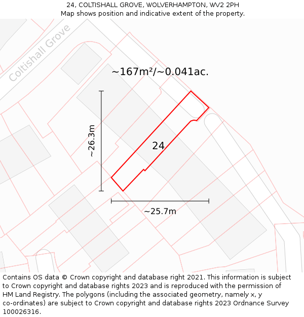 24, COLTISHALL GROVE, WOLVERHAMPTON, WV2 2PH: Plot and title map