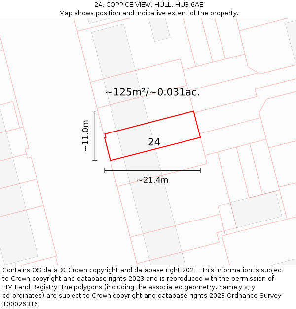 24, COPPICE VIEW, HULL, HU3 6AE: Plot and title map