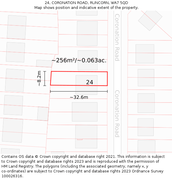 24, CORONATION ROAD, RUNCORN, WA7 5QD: Plot and title map