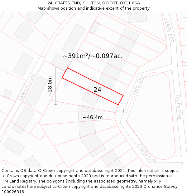 24, CRAFTS END, CHILTON, DIDCOT, OX11 0SA: Plot and title map