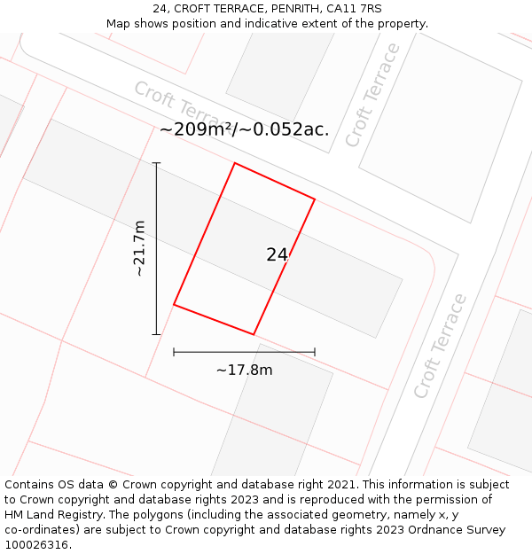 24, CROFT TERRACE, PENRITH, CA11 7RS: Plot and title map
