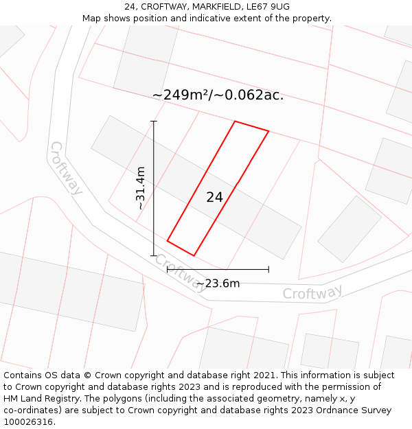 24, CROFTWAY, MARKFIELD, LE67 9UG: Plot and title map