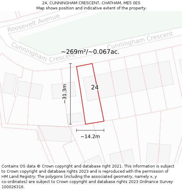 24, CUNNINGHAM CRESCENT, CHATHAM, ME5 0ES: Plot and title map