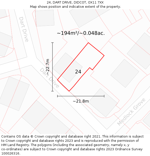 24, DART DRIVE, DIDCOT, OX11 7XX: Plot and title map