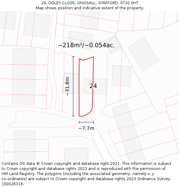 24, DOLEY CLOSE, GNOSALL, STAFFORD, ST20 0HT: Plot and title map
