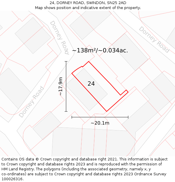 24, DORNEY ROAD, SWINDON, SN25 2AD: Plot and title map